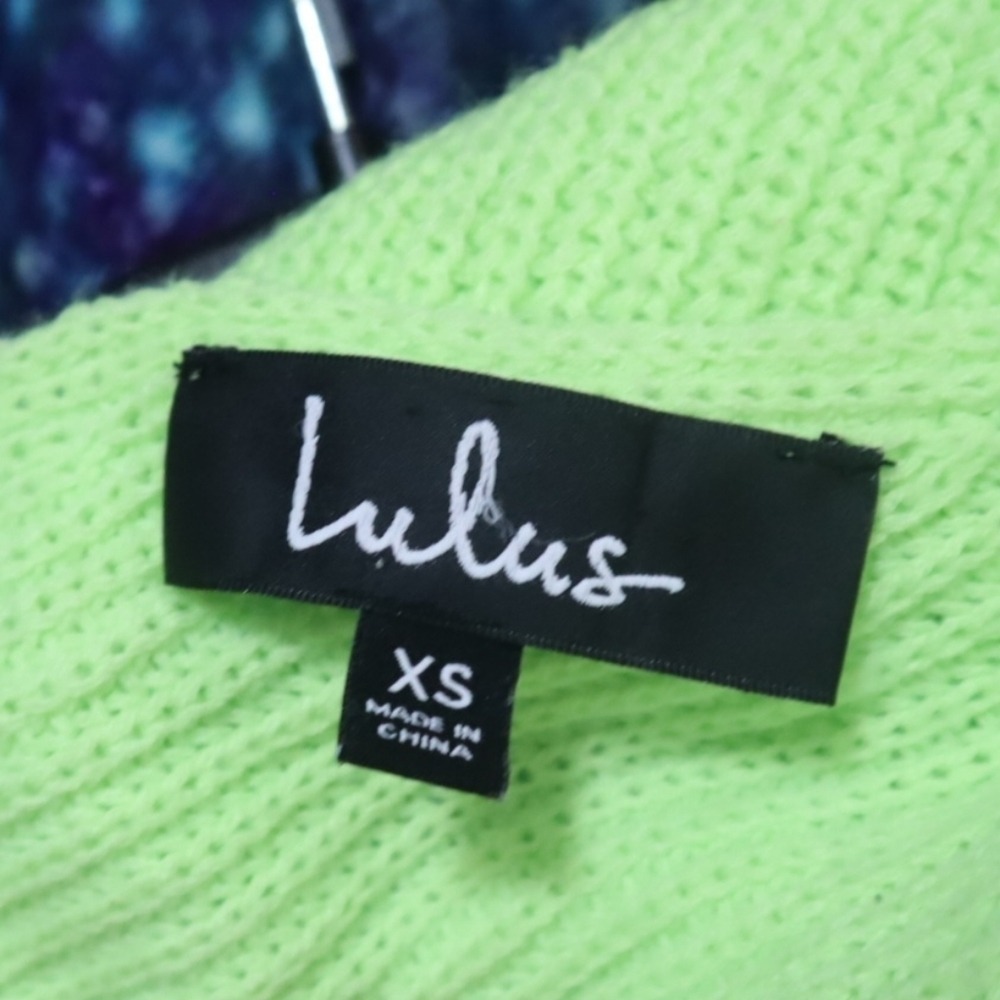 Lulus Neon Green Reversible V-Neck Surplice Wrap Knit Sweater XS Spring St. Pats - Picture 5 of 10